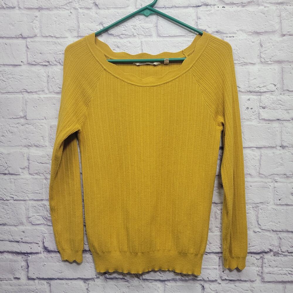 Soft Surroundings Mustard Yellow Sweater Size S Punk Skater Granola Y2K Inspired - Picture 1 of 8
